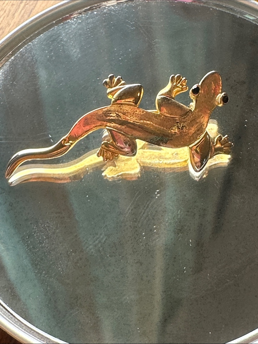 Vintage Gold Tone Lizard Brooch Pin